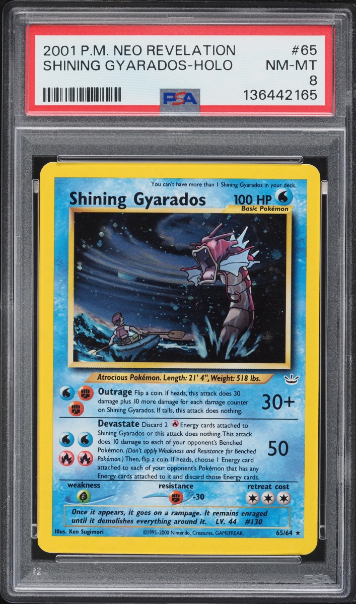 2001 Pokemon Neo Revelation Holo Shining Gyarados #65 PSA 8 NM-MT