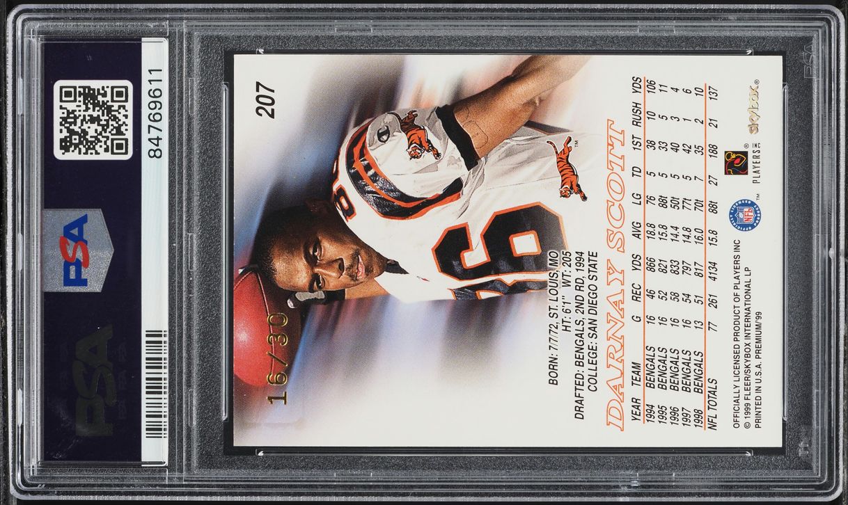 1999 Skybox Premium Shining Star Rubies Darnay Scott /30 #207 PSA 7 NRMT