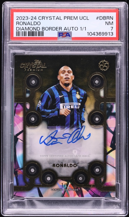 2023 Topps Crystal Premium UEFA CC Diamond Border Ronaldo AUTO 1/1 #DB-RN PSA 7 NRMT