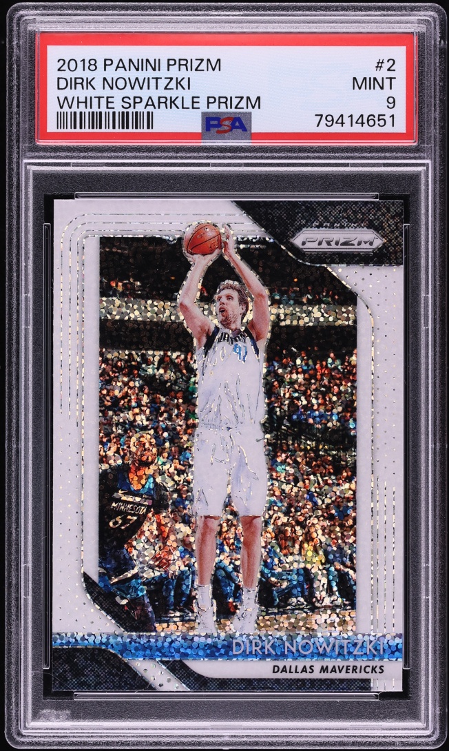 2018 Panini Prizm White Sparkle Dirk Nowitzki #2 PSA 9 MINT