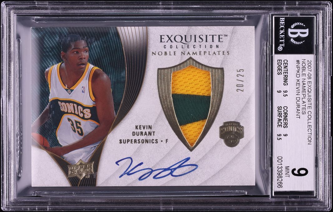 2007 Exquisite Collection Noble Nameplates Kevin Durant ROOKIE PATCH AUTO /25 #NP-KD BGS 9 MINT