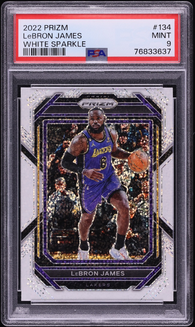 2022 Panini Prizm White Sparkle LeBron James #134 PSA 9 MINT