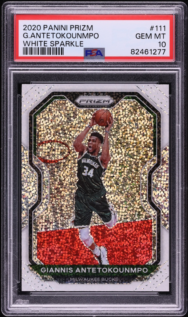 2020 Panini Prizm White Sparkle Giannis Antetokounmpo #111 PSA 10 GEM MINT