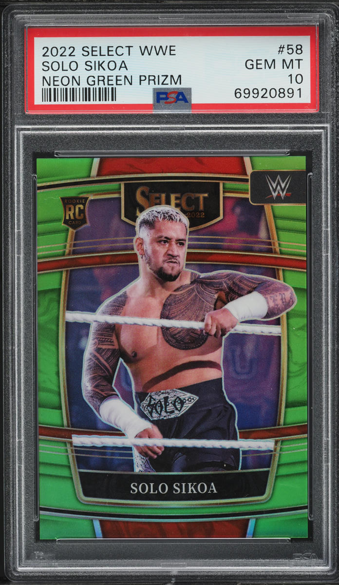 2022 Select WWE Concourse Neon Green Prizm Solo Sikoa ROOKIE /49 #58 PSA 10 GEM