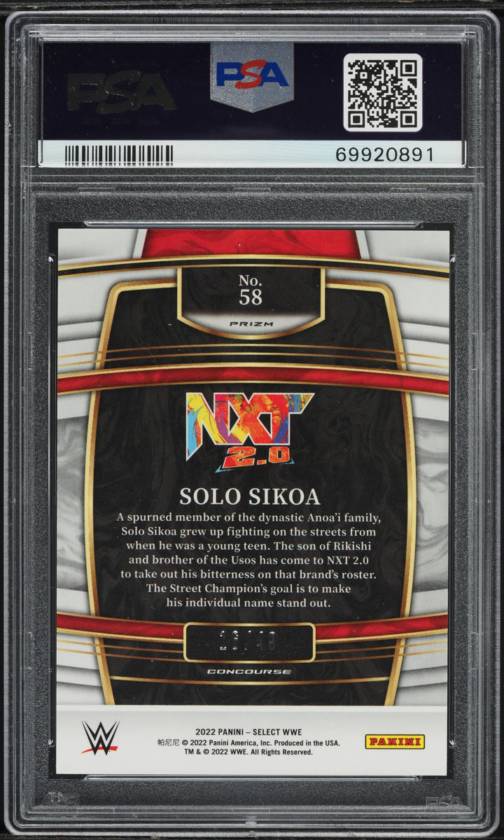 2022 Select WWE Concourse Neon Green Prizm Solo Sikoa ROOKIE /49 #58 PSA 10 GEM