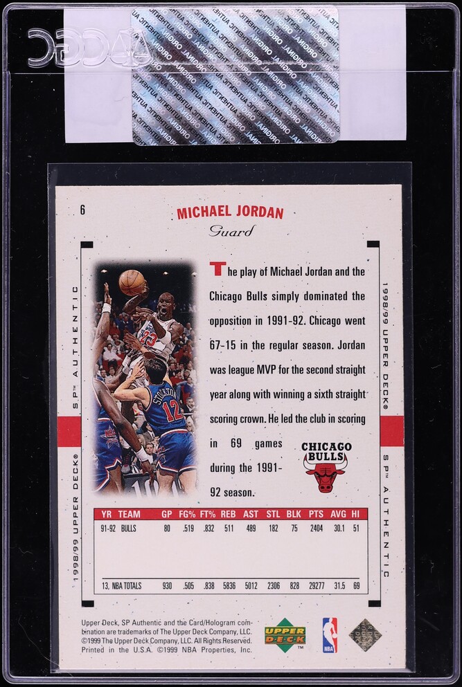 1998 SP Authentic Michael Jordan #6 CGC AUTH