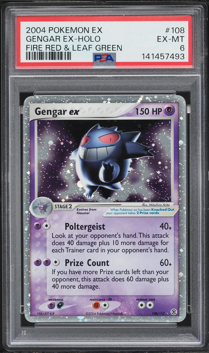 2004 Pokemon EX Fire Red & Leaf Green Holo Gengar ex #108 PSA 6 EXMT