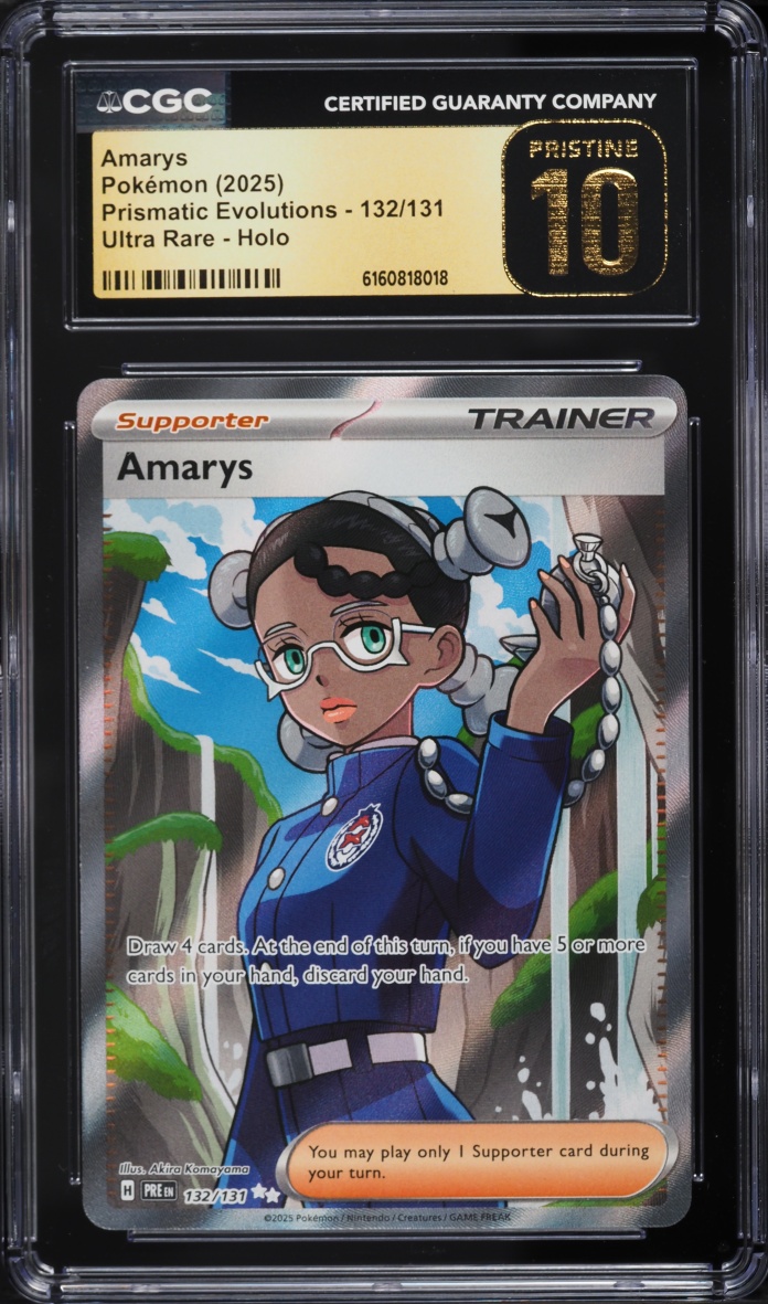 2025 Pokemon Scarlet & Violet Prismatic Evolutions Full Art Amarys #132 CGC 10 PRISTINE
