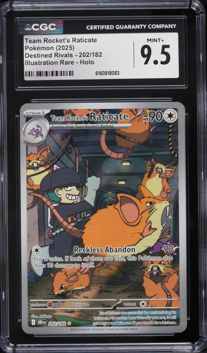2025 Pokemon Scarlet & Violet Destined Rivals IR Team Rocket's Raticate #202 CGC 9.5 MINT+