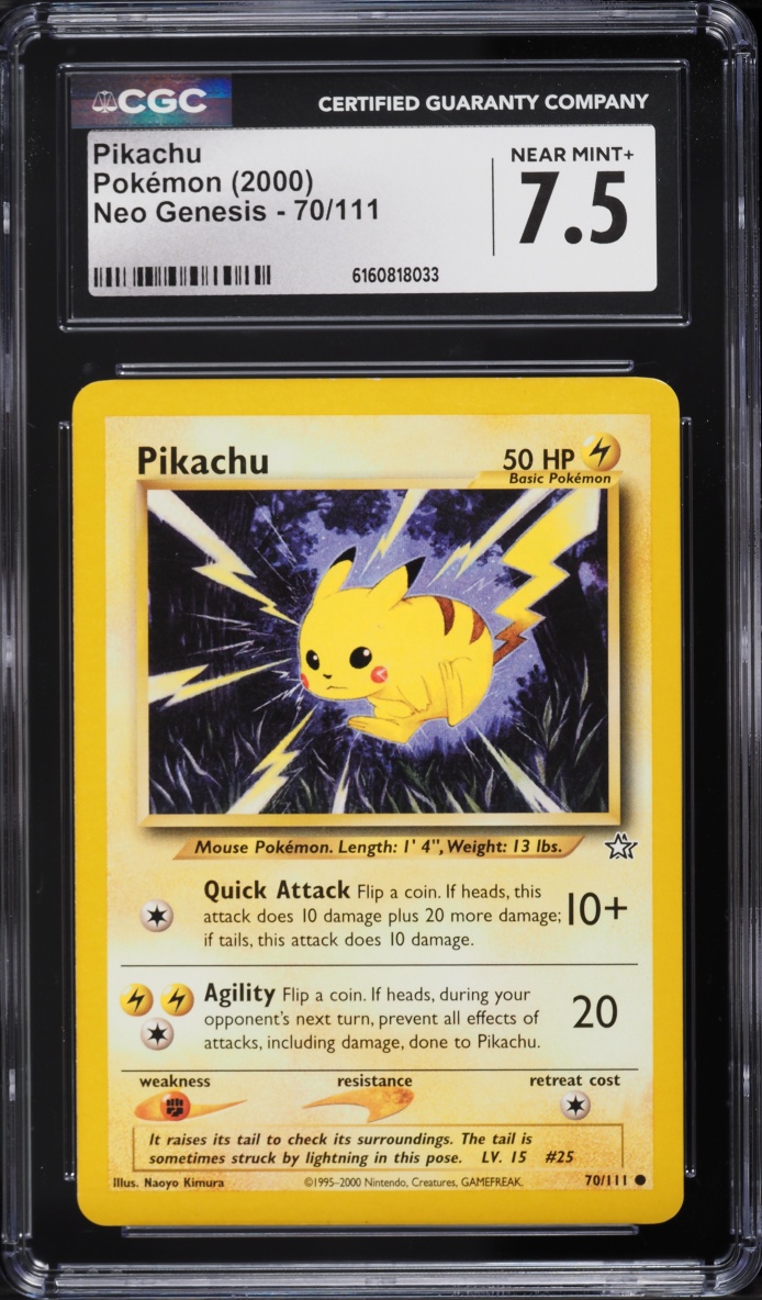 2000 Pokemon Neo Genesis Pikachu #70 CGC 7.5 NRMT+