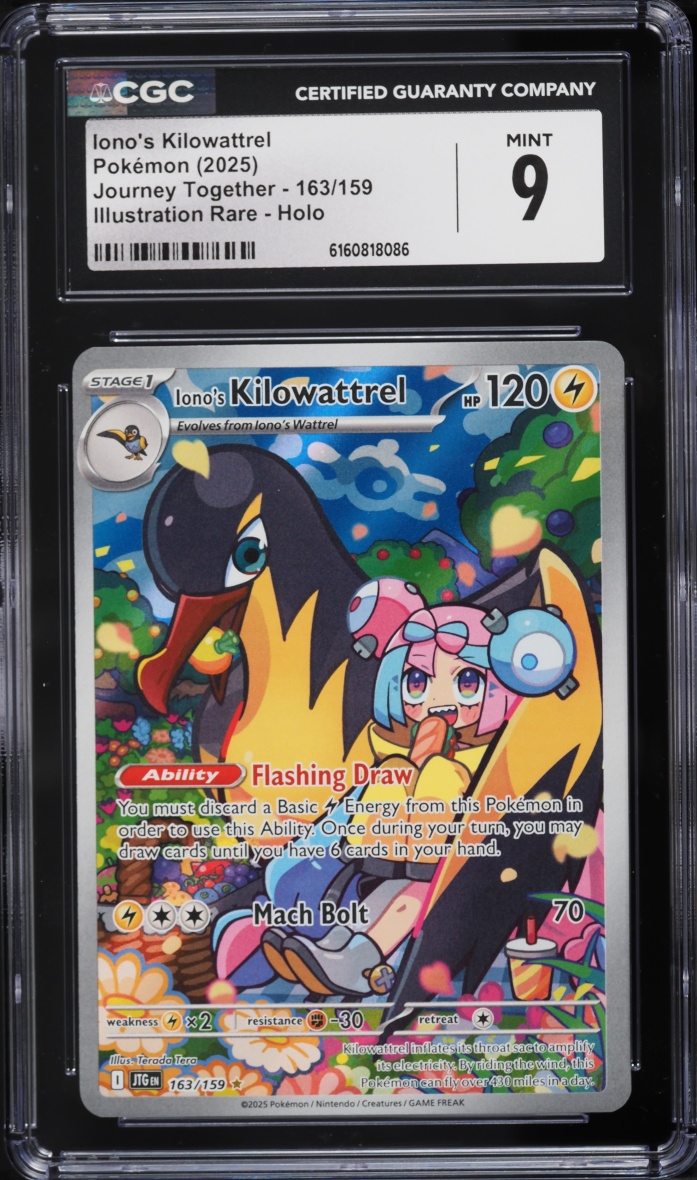 2025 Pokemon Scarlet & Violet Journey Together IR Iono's Kilowattrel #163 CGC 9 MINT