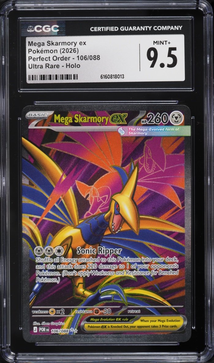 2026 Pokemon Mega Evolution Perfect Order Full Art Mega Skarmory Ex #106 CGC 9.5 MINT+