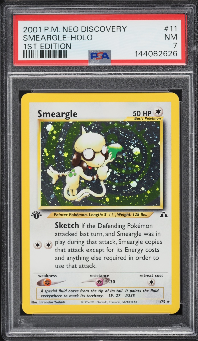 2001 Pokemon Neo Discovery 1st Edition Holo Smeargle #11 PSA 7 NRMT