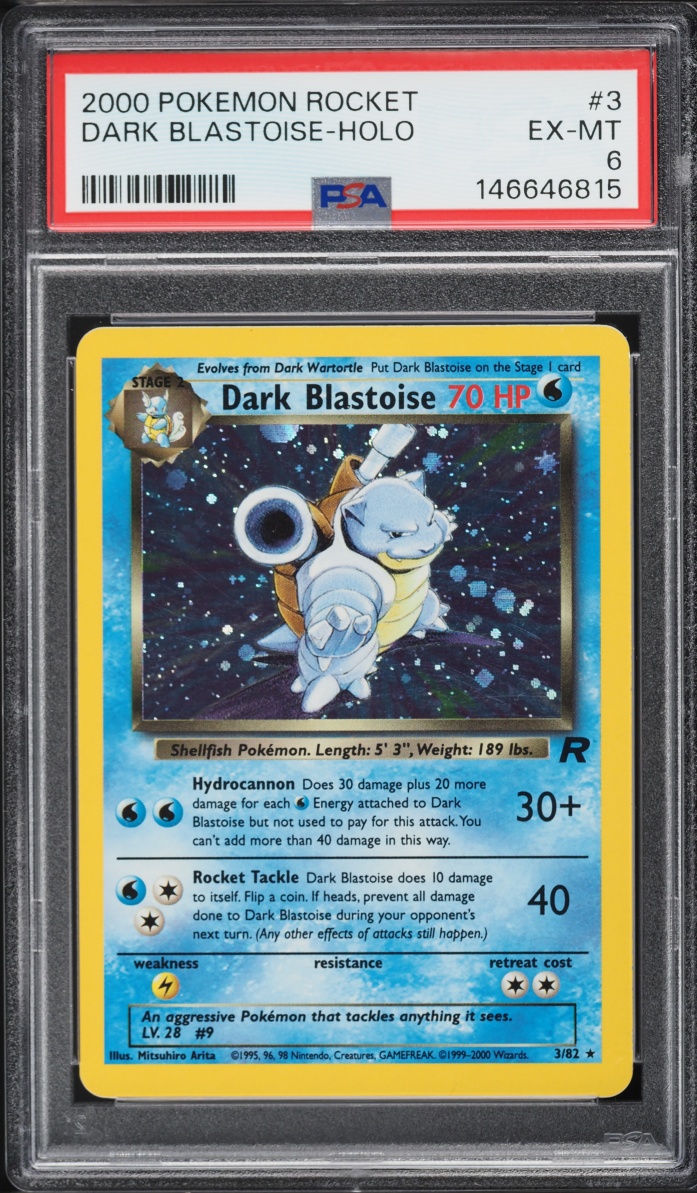 2000 Pokemon Team Rocket Holo Dark Blastoise #3 PSA 6 EXMT