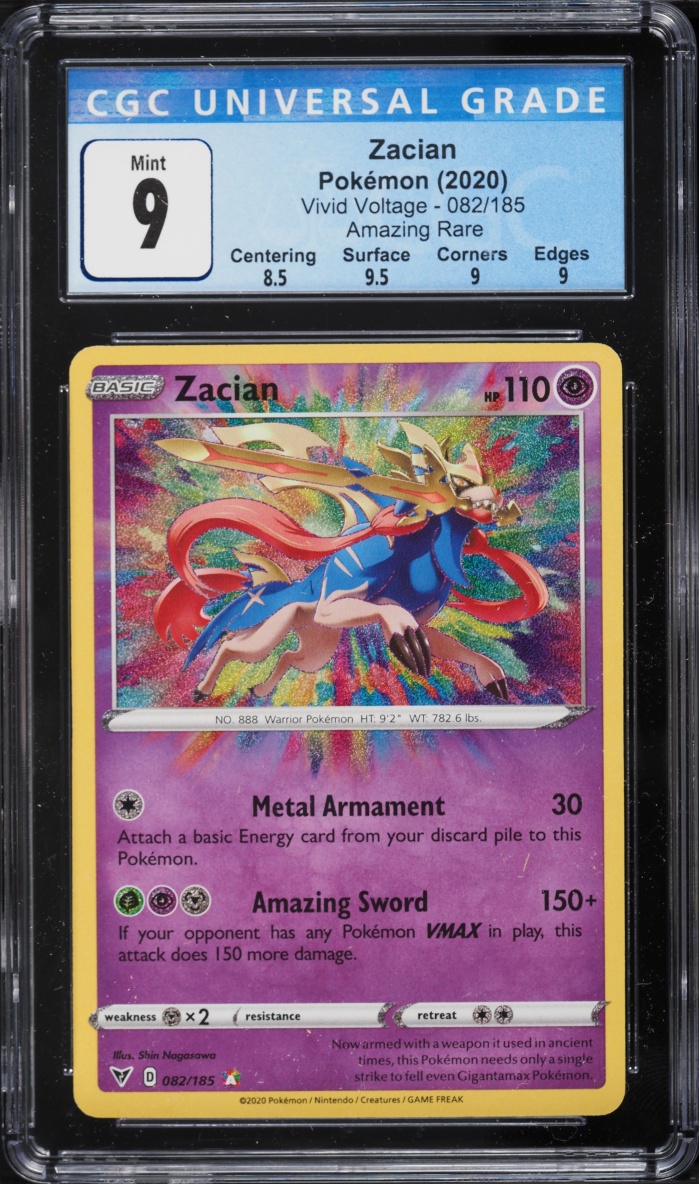 2020 Pokemon Sword & Shield Vivid Voltage Amazing Rare Zacian #82 CGC 9 MINT