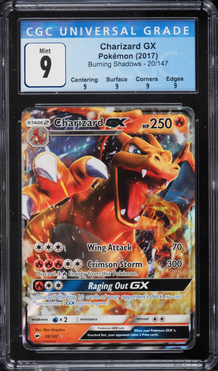 2017 Pokemon Sun & Moon Burning Shadows Alt Art Charizard GX #20 CGC 9 MINT