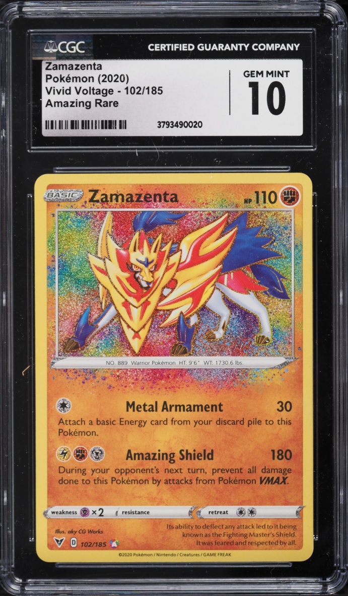 2020 Pokemon Sword & Shield Vivid Voltage Amazing Rare Zamazenta #102 CGC 10 GEM MINT