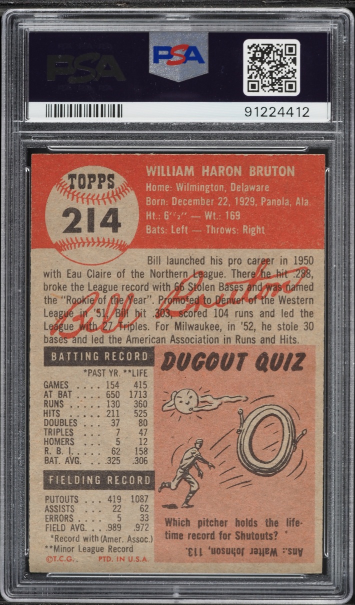 1953 Topps Bill Bruton #214 PSA 7 NRMT