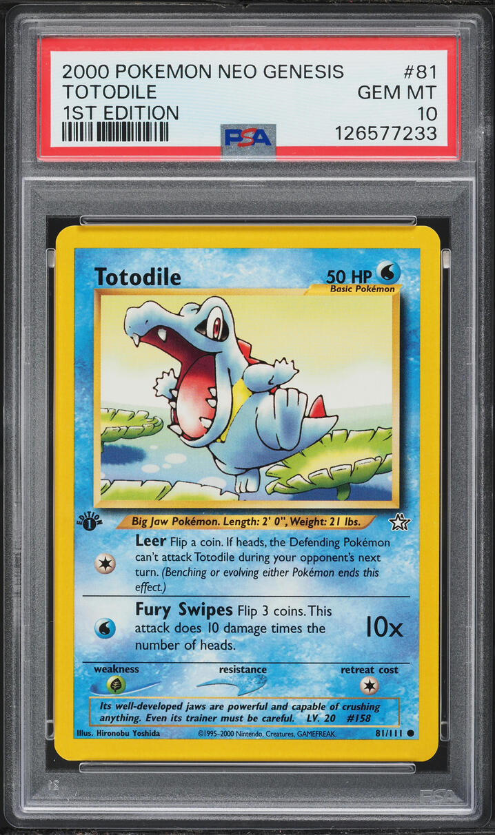 2000 Pokemon Neo Genesis 1st Edition Totodile #81 PSA 10 GEM MINT