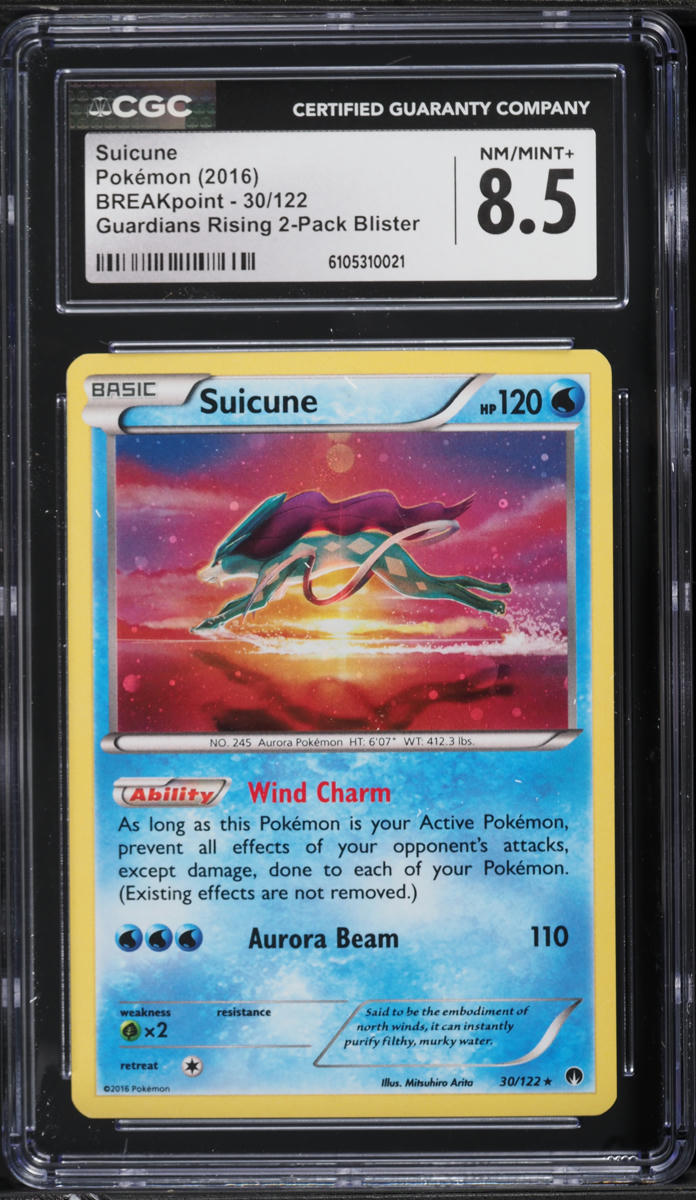 2016 Pokemon XY BREAKpoint Holo Suicune #30 CGC 8.5 NM-MT+