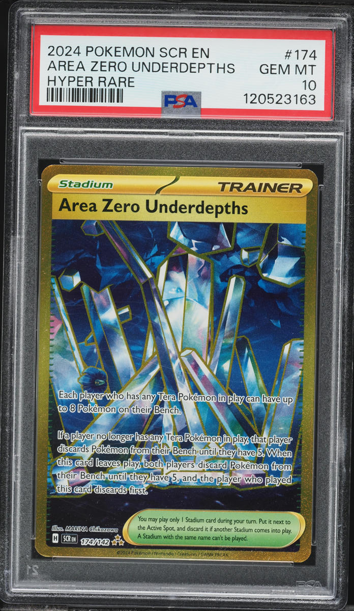 2024 Pokemon SV Stellar Crown Gold Rare Area Zero Underdepths #174 PSA 10 GEM MINT
