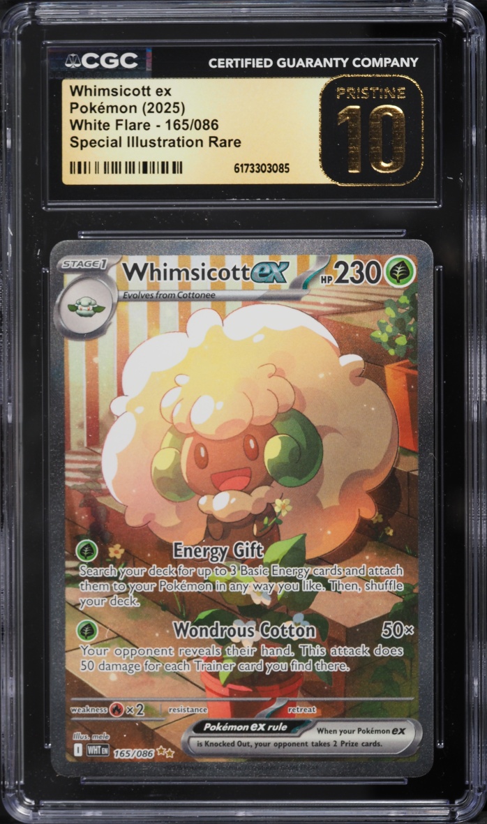 2025 Pokemon Scarlet & Violet White Flare SIR Whimsicott EX #165 CGC 10 PRISTINE