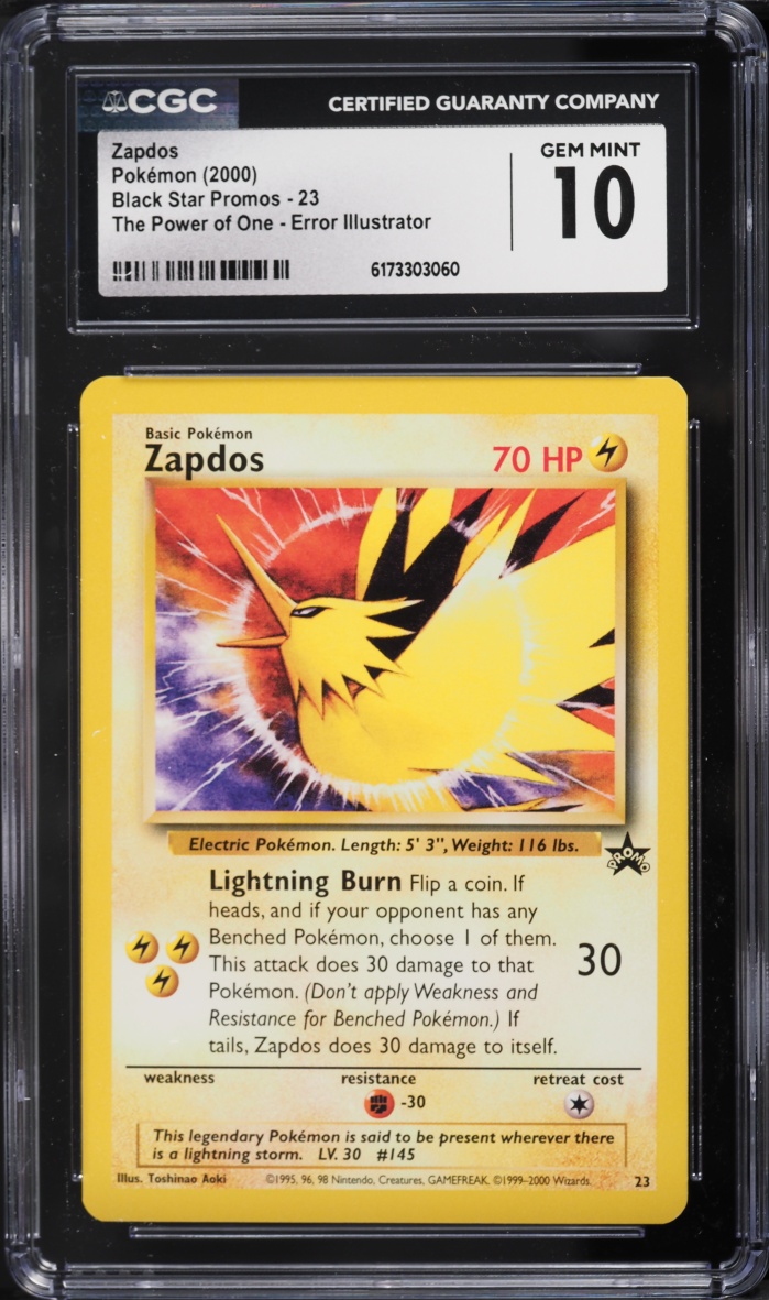 2000 Pokemon Black Star Promo The Power Of One Error Zapdos #23 CGC 10 GEM MINT