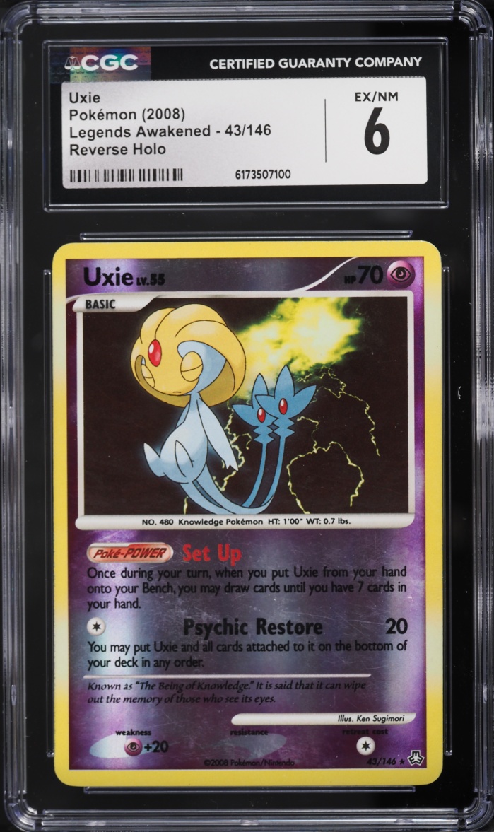 2008 Pokemon Diamond & Pearl Legends Awakened Reverse Holo Uxie #43 CGC 6 EXMT