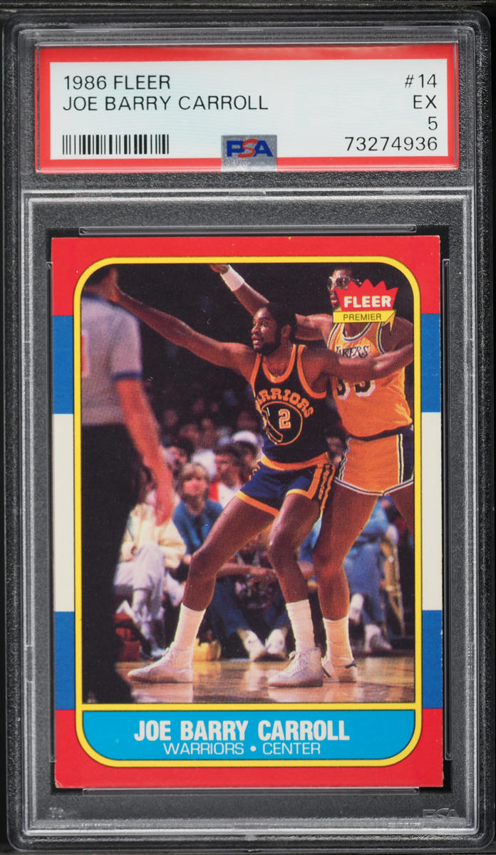 1986 Fleer Basketball Joe Barry Carroll #14 PSA 5 EX