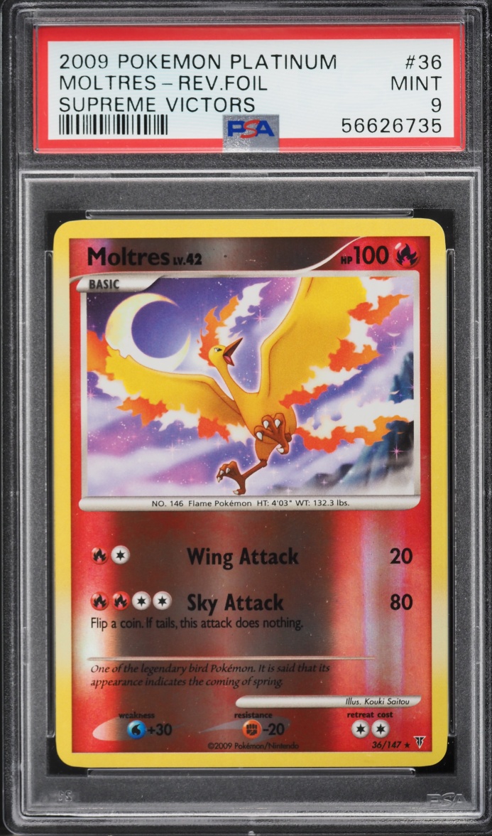 2009 Pokemon Platinum Supreme Victors Reverse Foil Moltres #36 PSA 9 MINT