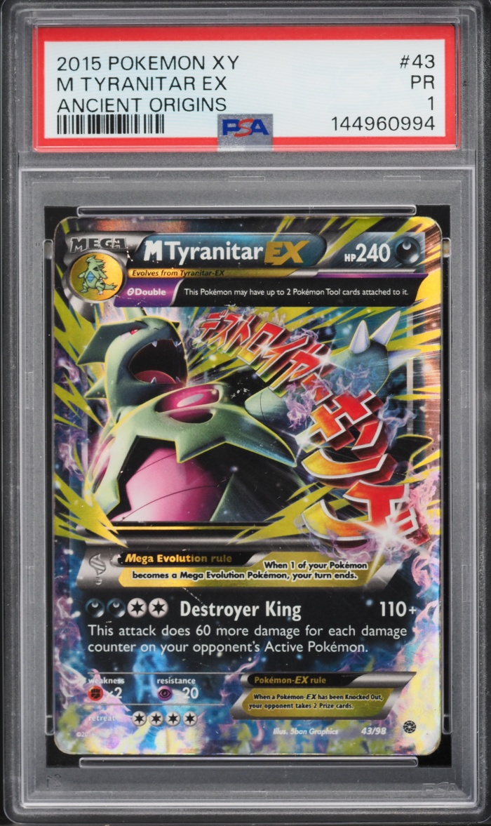 2015 Pokemon XY Ancient Origins Holo M Tyranitar EX #43 PSA 1 PR