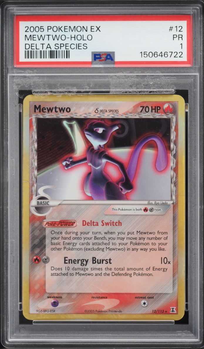 2005 Pokemon EX Delta Species Holo Mewtwo #12 PSA 1 PR
