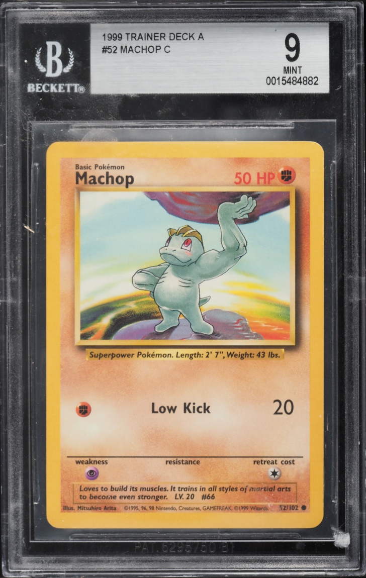 1999 Pokemon Trainer Deck A Machop #52 BGS 9 MINT