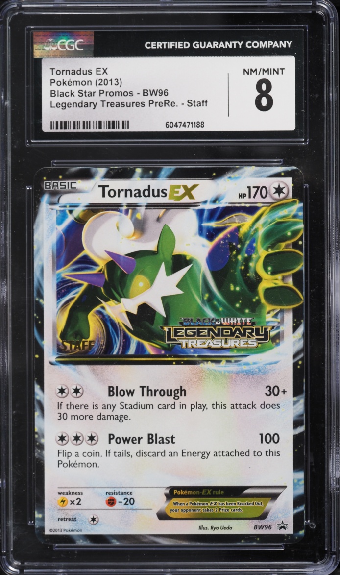 2013 Pokemon BW Black Star Promo Legendary Treasures Prerelease Staff Tornadus EX #BW96 CGC 8