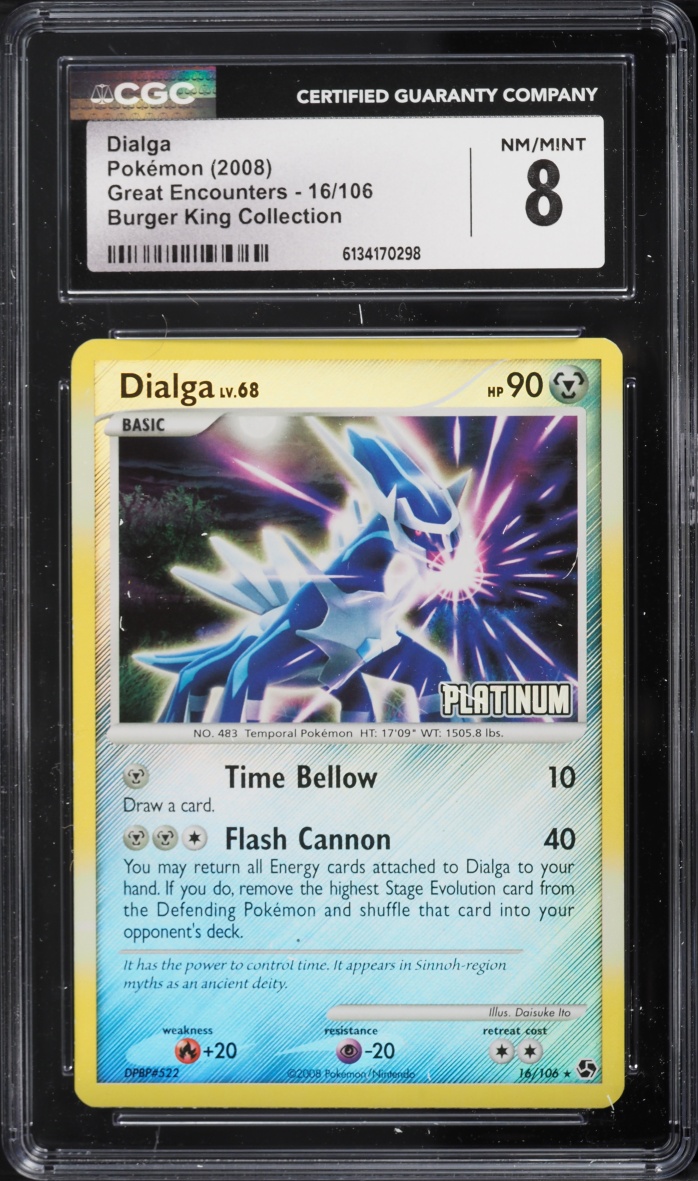 2008 Pokemon Diamond & Pearl Great Encounters Burger King Collection Dialga #16 CGC 8 NM-MT