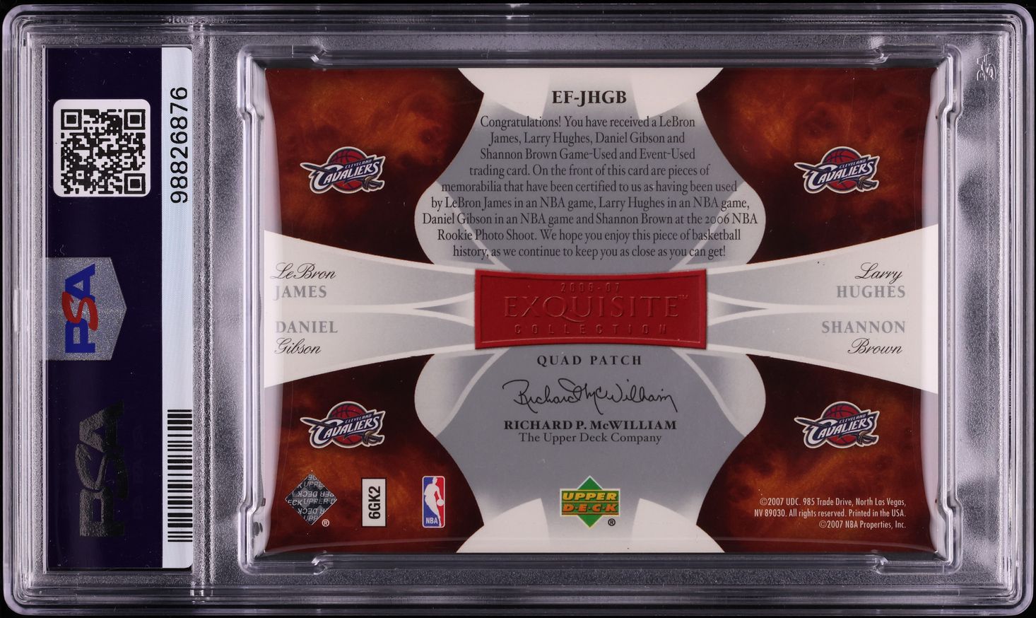 2006 Exquisite Foursomes Hughes Brown Gibson LeBron James PATCH /5 PSA AUTH