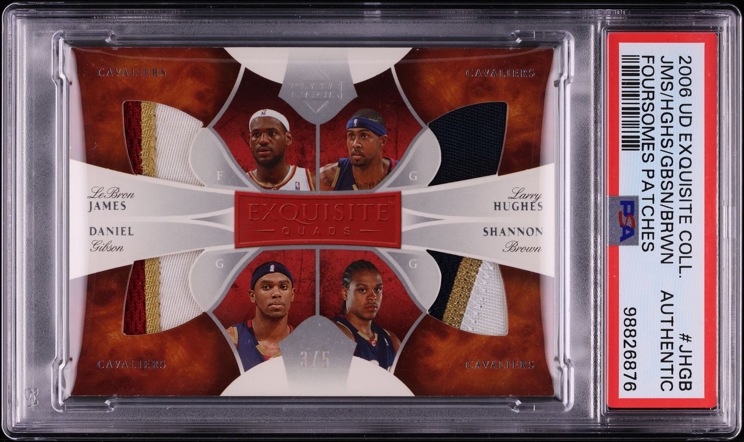 2006 Exquisite Foursomes Hughes Brown Gibson LeBron James PATCH /5 PSA AUTH