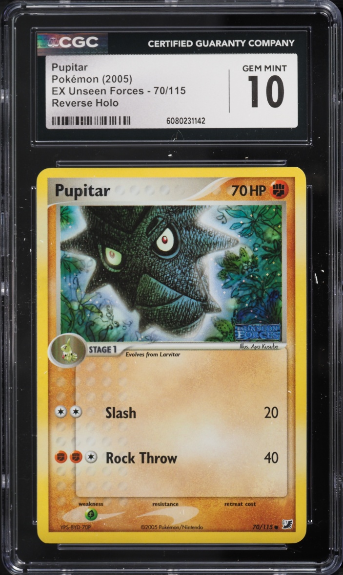 2005 Pokemon EX Unseen Forces Reverse Holo Pupitar #70 CGC 10 GEM MINT