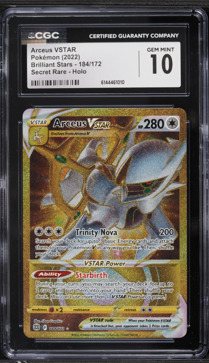 2022 Pokemon Sword & Shield Brilliant Stars Gold Rare Arceus VSTAR #184 CGC 10 GEM MINT
