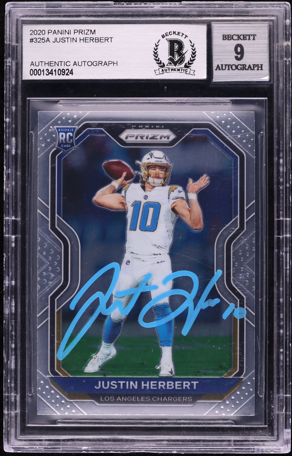 2020 Panini Prizm Justin Herbert ROOKIE AUTO #325 BAS BGS AUTH