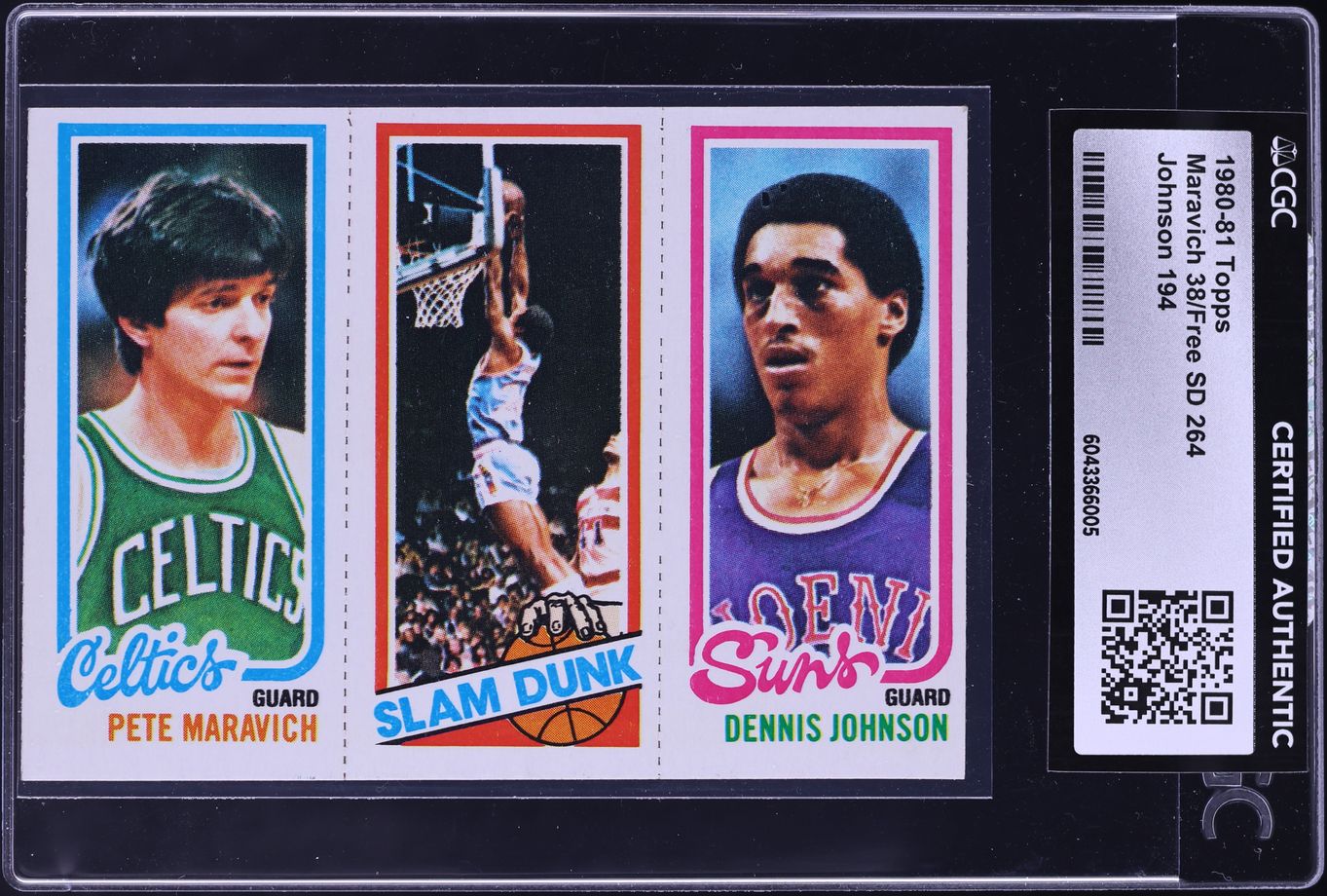 1980 Topps Basketball Pete Maravich Dennis Johnson Lloyd Free CGC AUTH