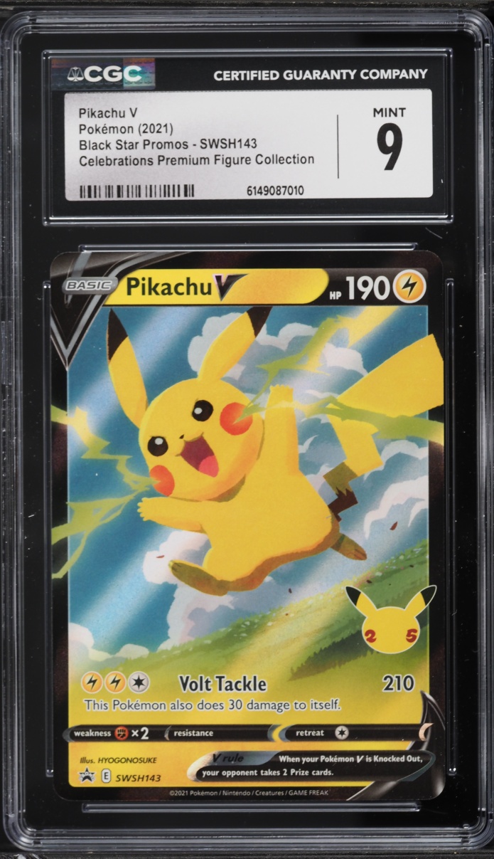 2021 Pokemon SWSH Promo Celebrations Premium Figure Collection Pikachu V #SWSH143 CGC 9 MINT