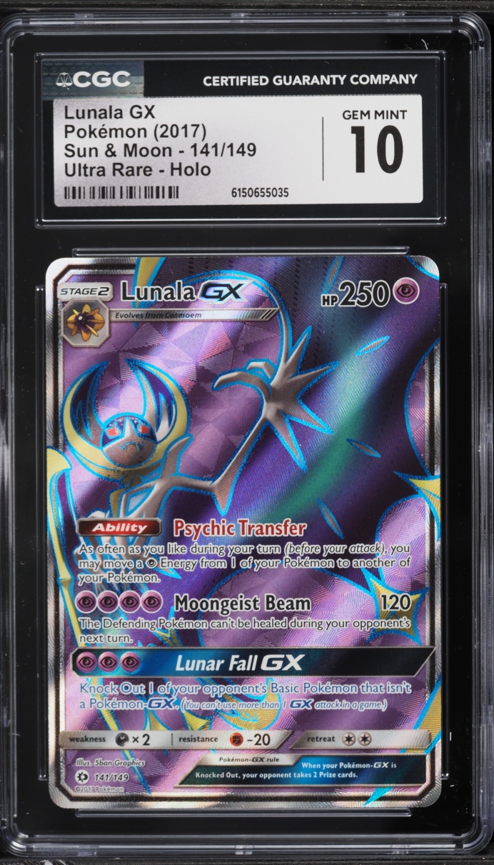 2017 Pokemon Sun & Moon Full Art Lunala GX #141 CGC 10 GEM MINT