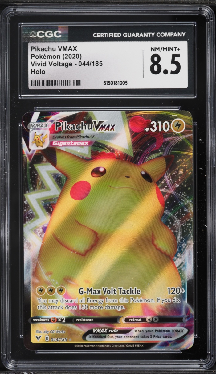 2020 Pokemon Sword & Shield Vivid Voltage Full Art Pikachu VMAX #44 CGC 8.5 NM-MT+