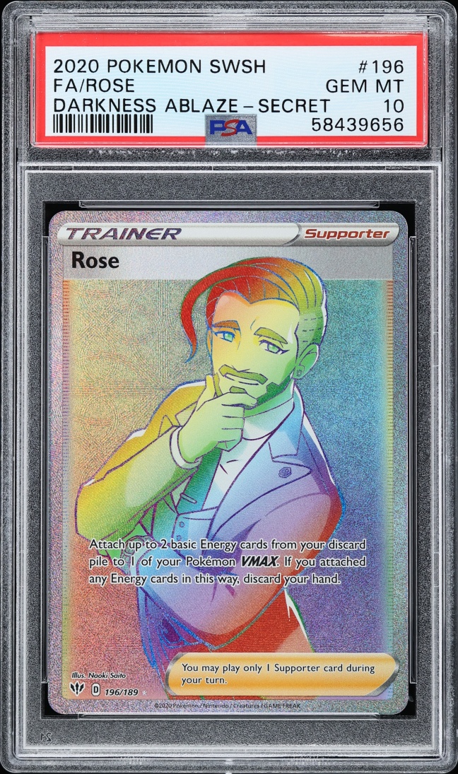 2020 Pokemon Sword & Shield Darkness Ablaze Rainbow Rare Rose #196 PSA 10 GEM MINT