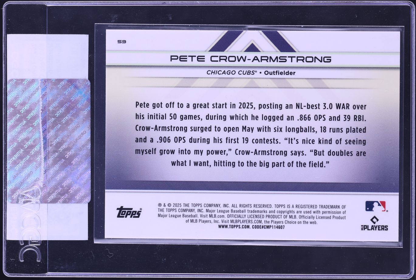 2025 Topps Transcendent Collection Variation Red Refractor Pete Crow-Armstrong 5/5 #59 CGC AUTH