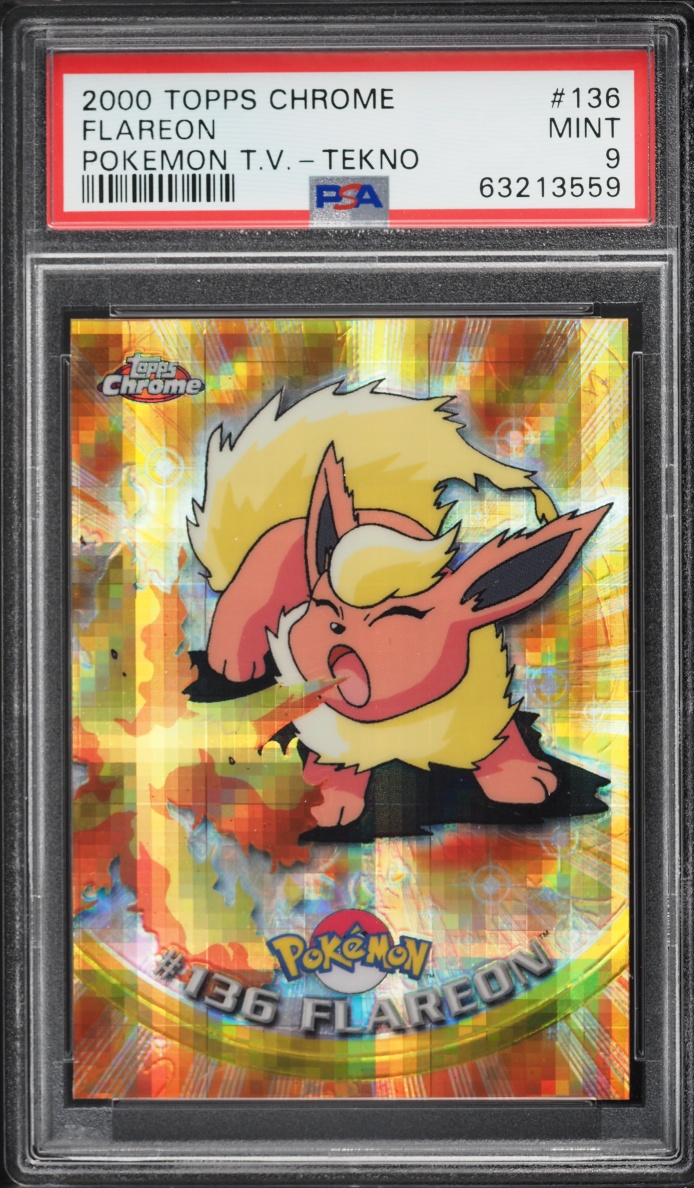2000 Topps Chrome Pokemon Series 2 Tekno Flareon #136 PSA 9 MINT