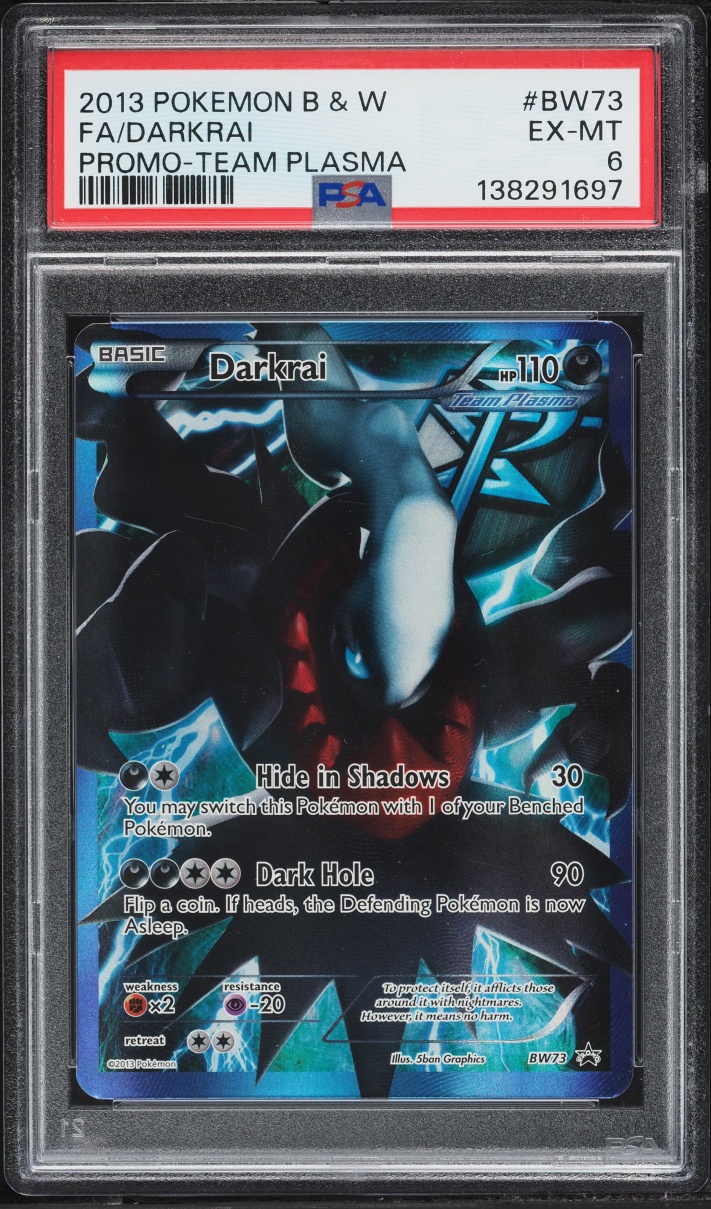 2013 Pokemon Black & White Promo Team Plasma Full Art Darkrai #BW73 PSA 6 EXMT