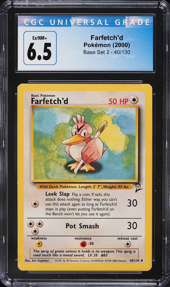 2000 Pokemon Base Set 2 Farfetch'd #40 CGC 6.5 EXMT+