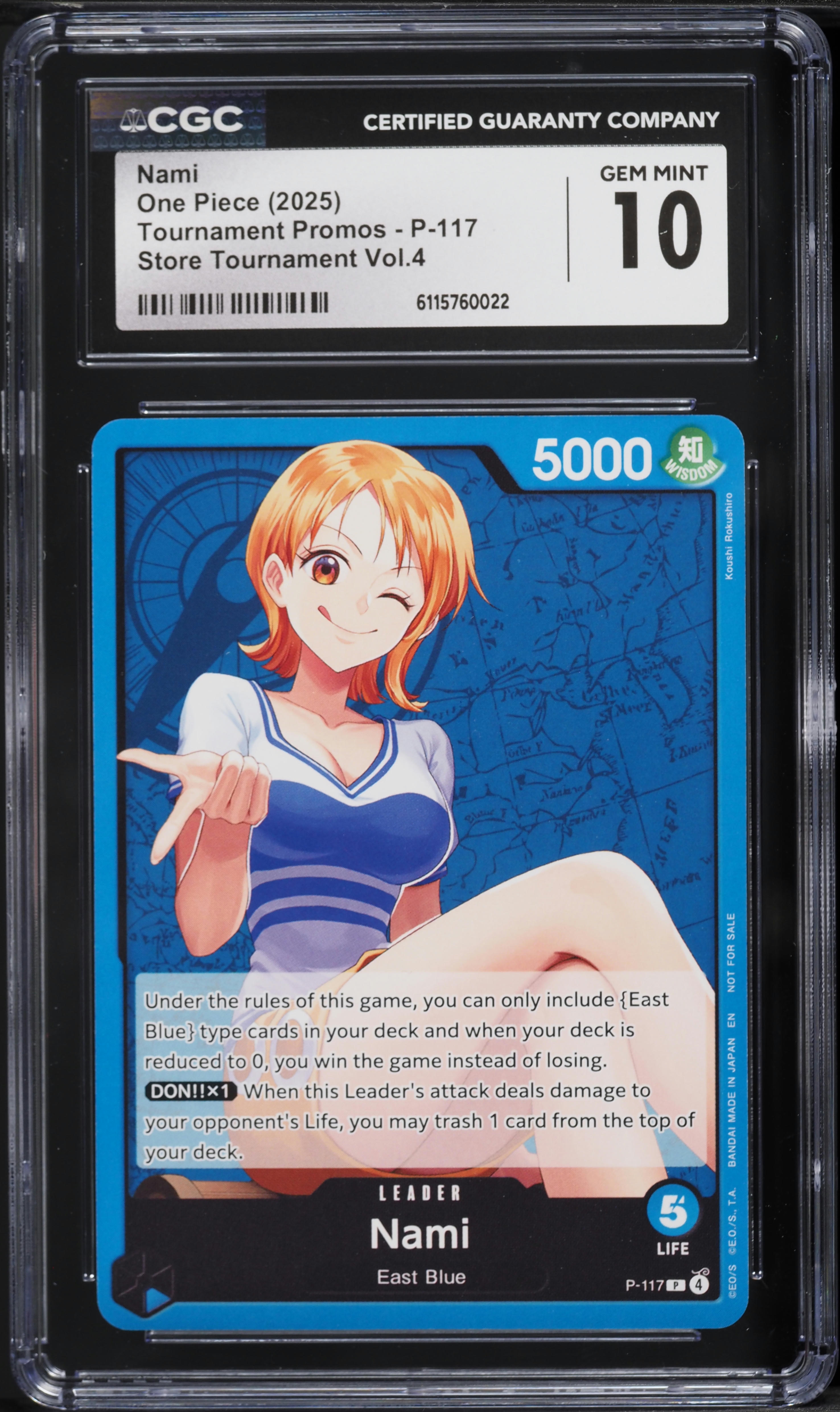 2025 One Piece Tournament Promo Store Volume 4 Leader Nami #P-117 CGC 10 GEM MINT